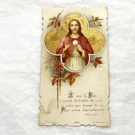 1910s - 2 Vintage French Religious Communion Cards - First Communion Souvenir Booklet - Children Receiving Eucharist - Catholic Ephemera