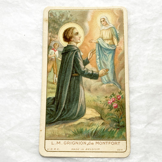 1910s - 2 Antique Catholic Holy Cards - Saint Louis de Montfort Devotional Art - Religious Ephemera for Collectors and Crafters