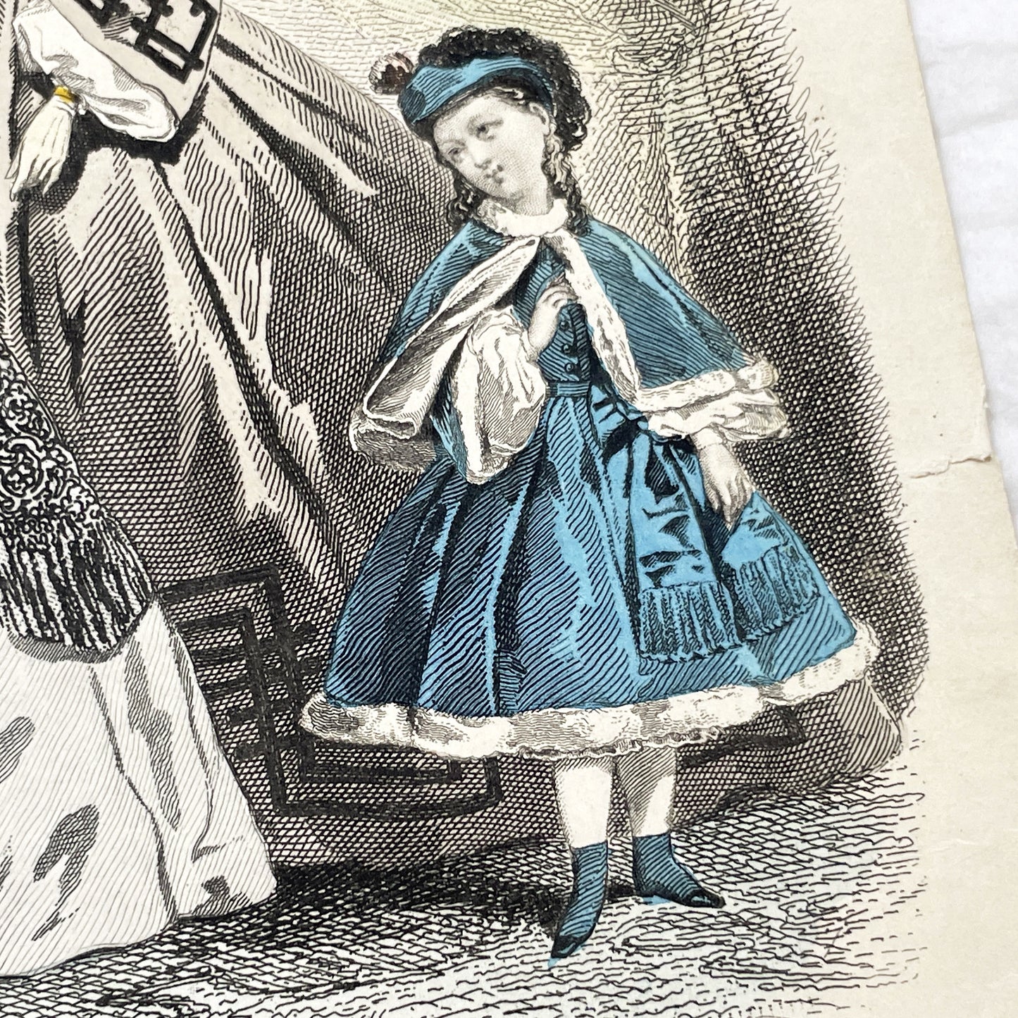 1860s - Original French Fashion Engraving - Journal des Demoiselles - Victorian Era Costume Plate - Antique Hand-Colored Print - Paris