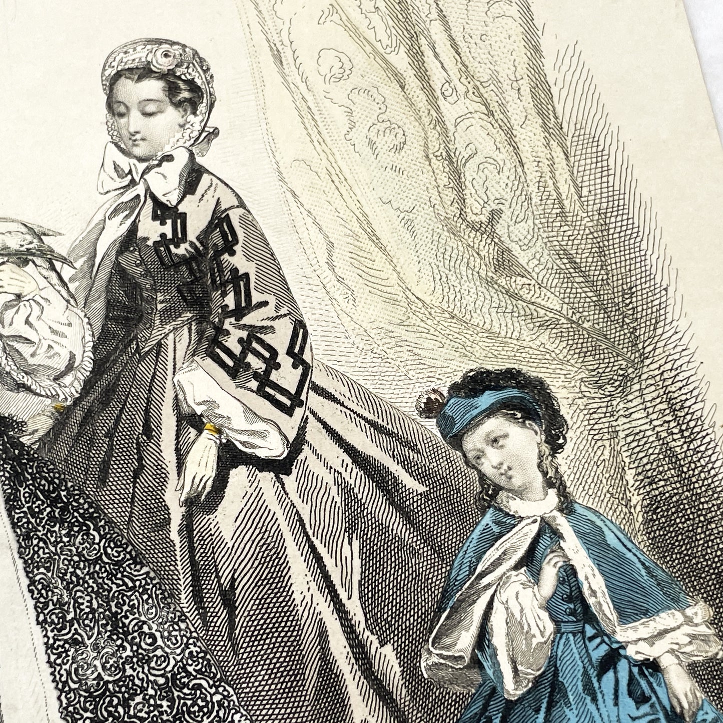 1860s - Original French Fashion Engraving - Journal des Demoiselles - Victorian Era Costume Plate - Antique Hand-Colored Print - Paris