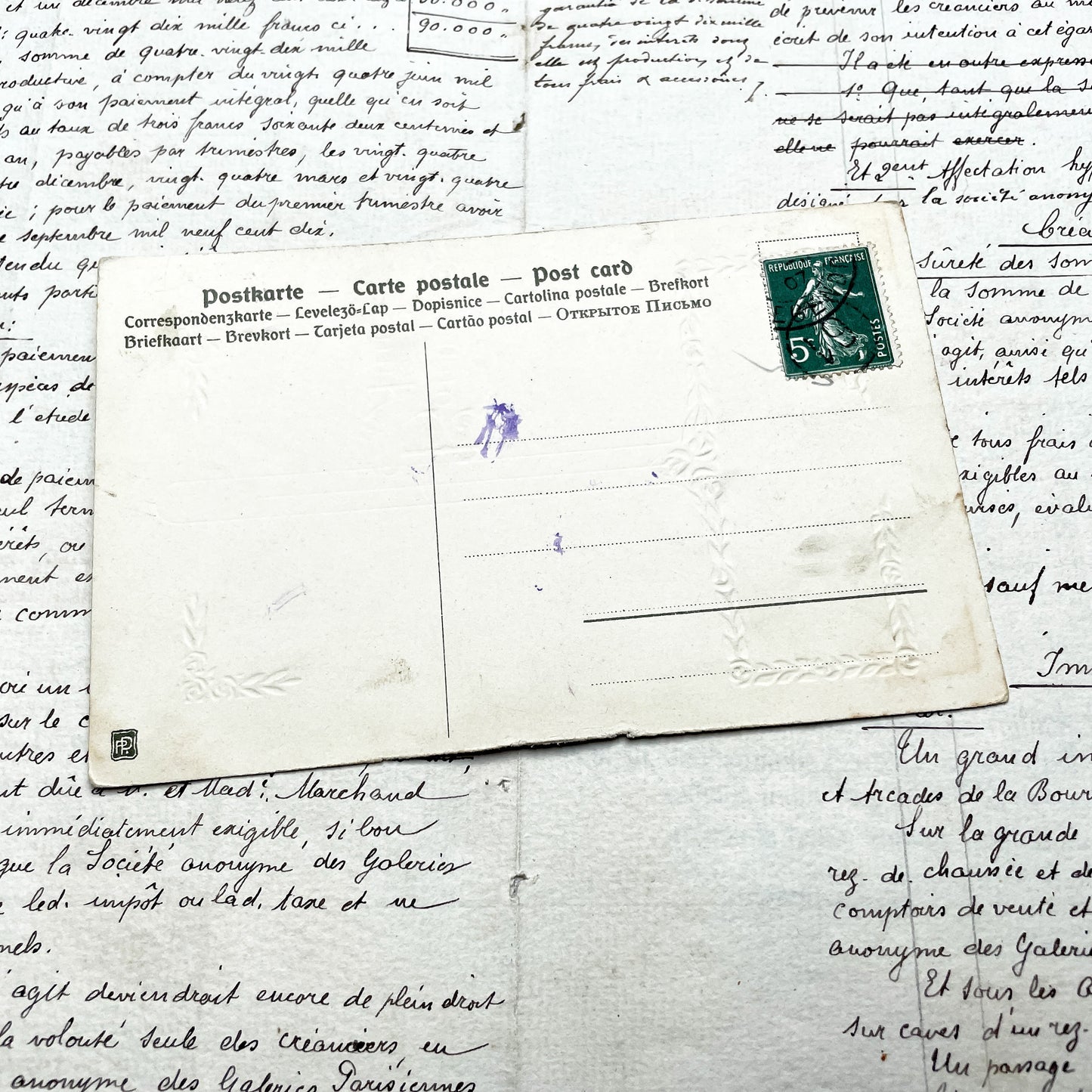 1900s - Vintage French New Year Greeting Card - Antique Winter Cottage Scene - Gilded Embossed Oval Chromolithograph Art