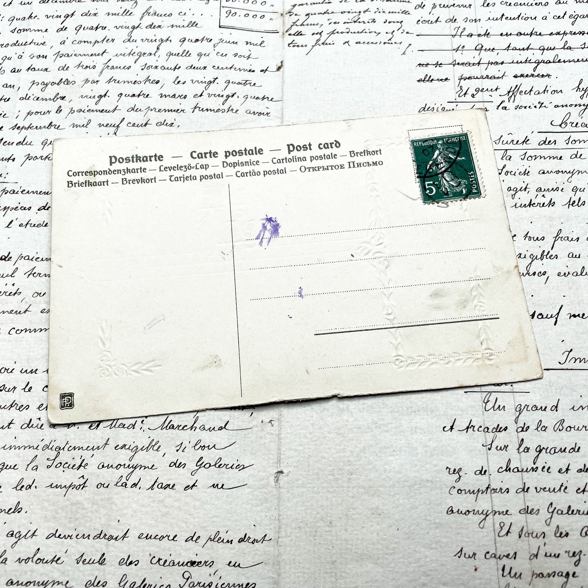 1900s - Vintage French New Year Greeting Card - Antique Winter Cottage Scene - Gilded Embossed Oval Chromolithograph Art