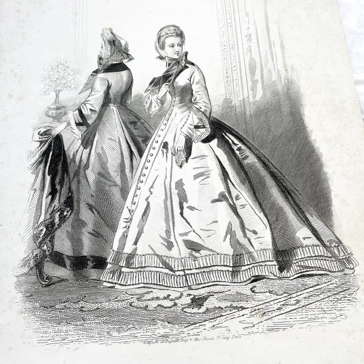 1860s - Original French 1862 Journal des Demoiselles Fashion Plate - Exquisite Victorian Ladies' Attire Engraving - Antique Parisian Chic