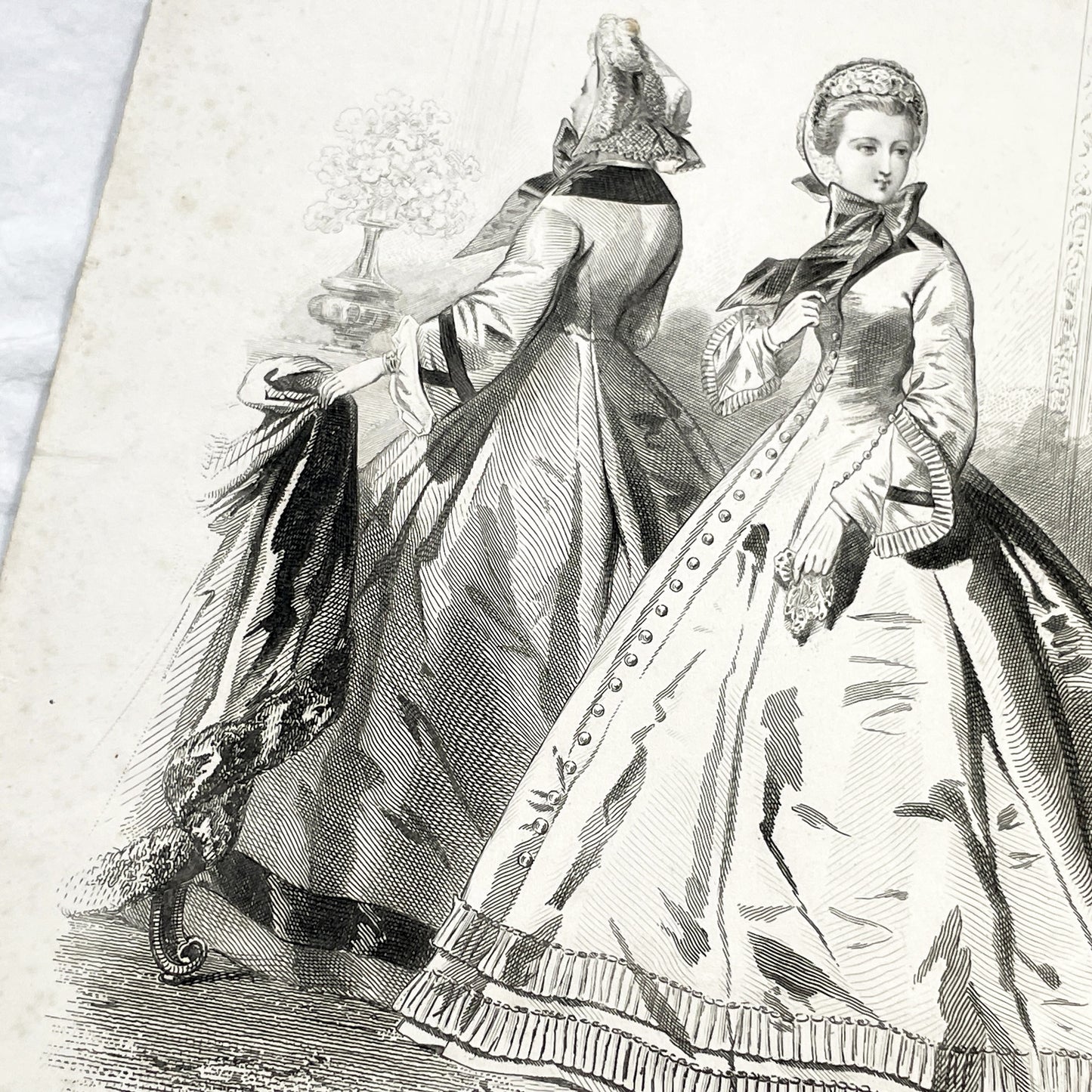 1860s - Original French 1862 Journal des Demoiselles Fashion Plate - Exquisite Victorian Ladies' Attire Engraving - Antique Parisian Chic