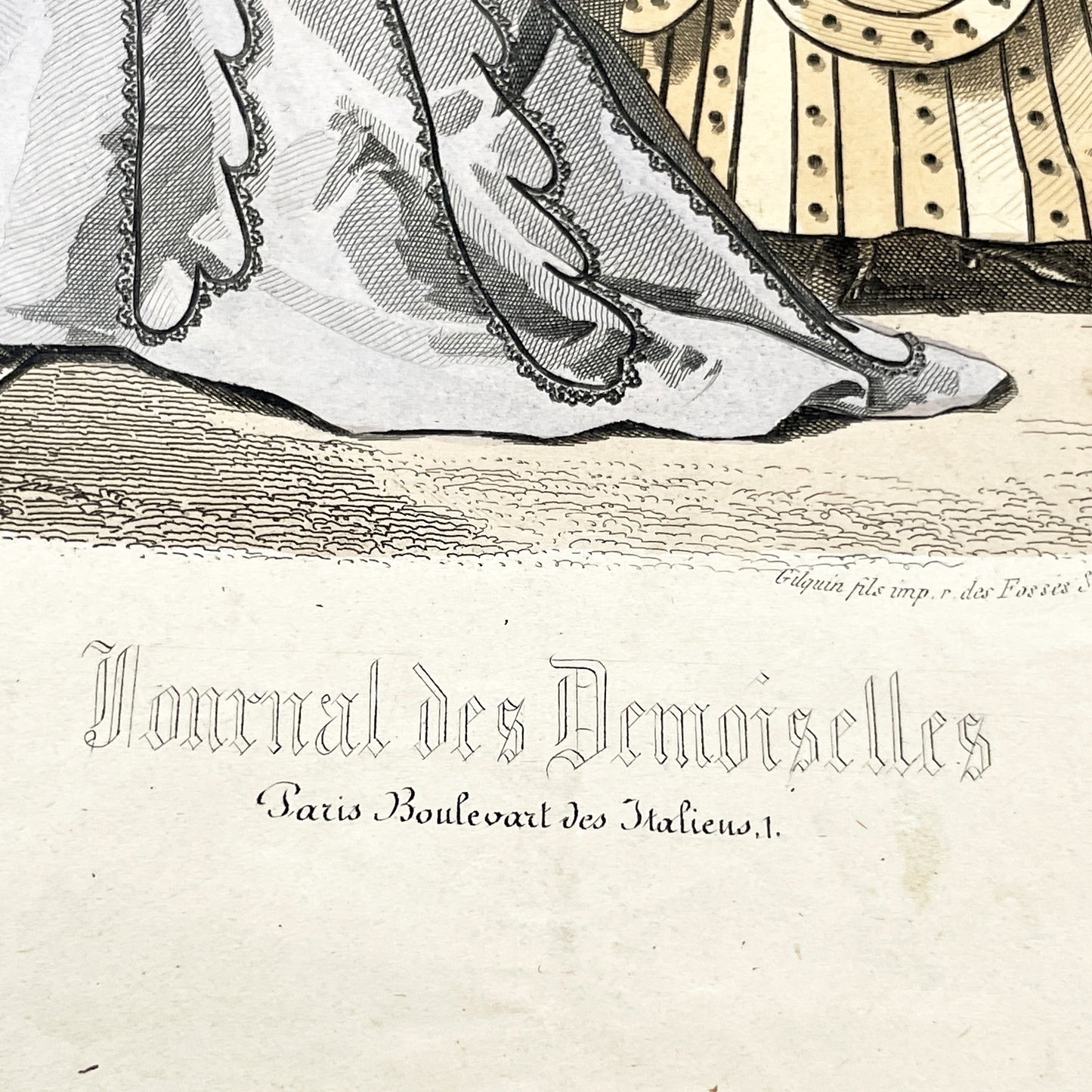 1860s - Original 1867 French Journal des Demoiselles Fashion Plate - Hand-Colored Antique Print - Victorian Era Style Illustration