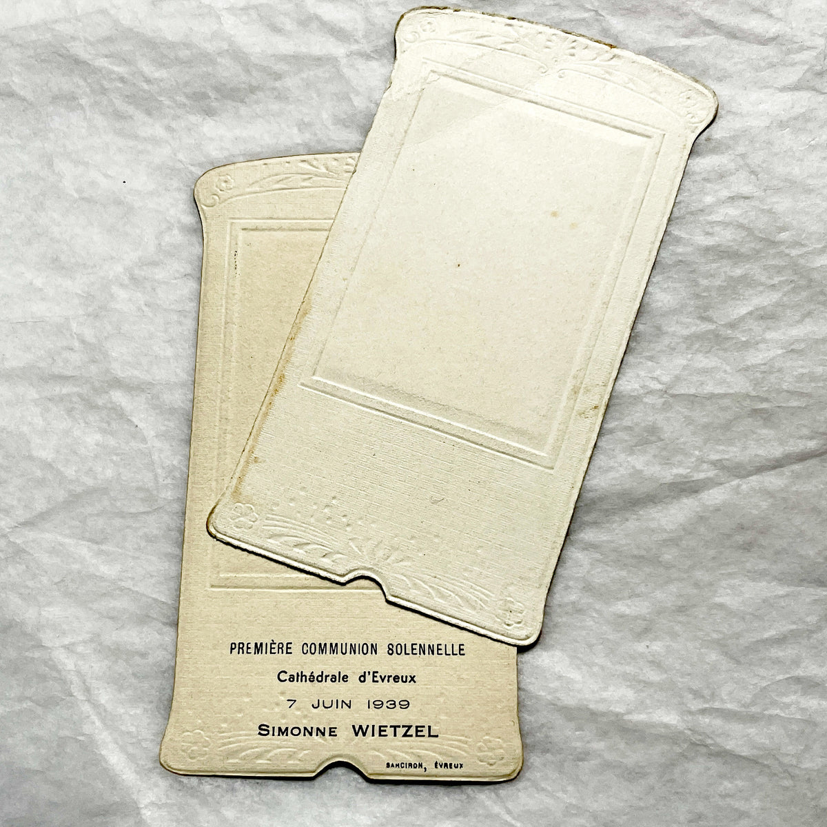 1930s - 2 Antique French Religious Holy Cards - First Communion Souvenir - Virgin Mary - Child Jesus - Catholic Mementos