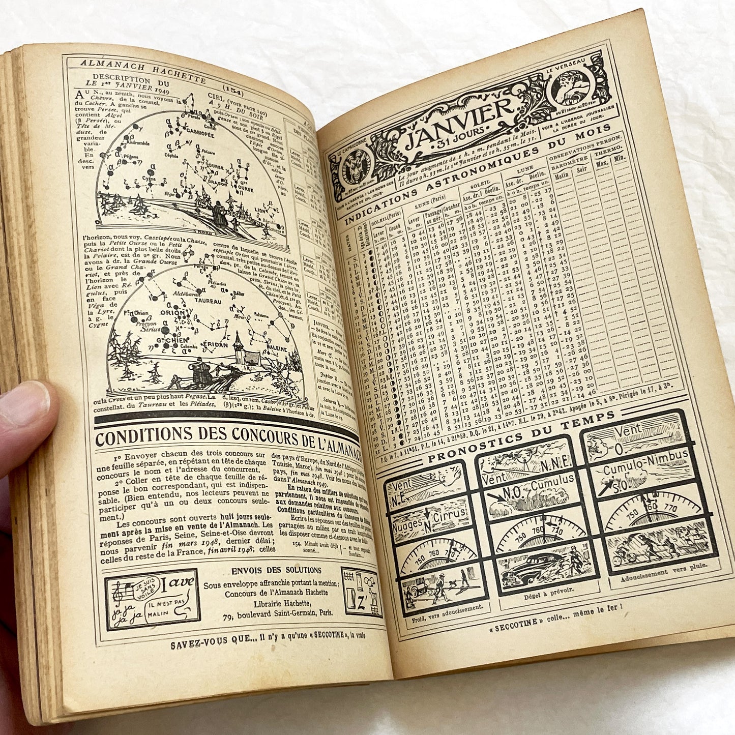 1940s – 300 Pages - Almanach Hachette – Vintage French illustrated almanac – Practical life & advertising encyclopedia