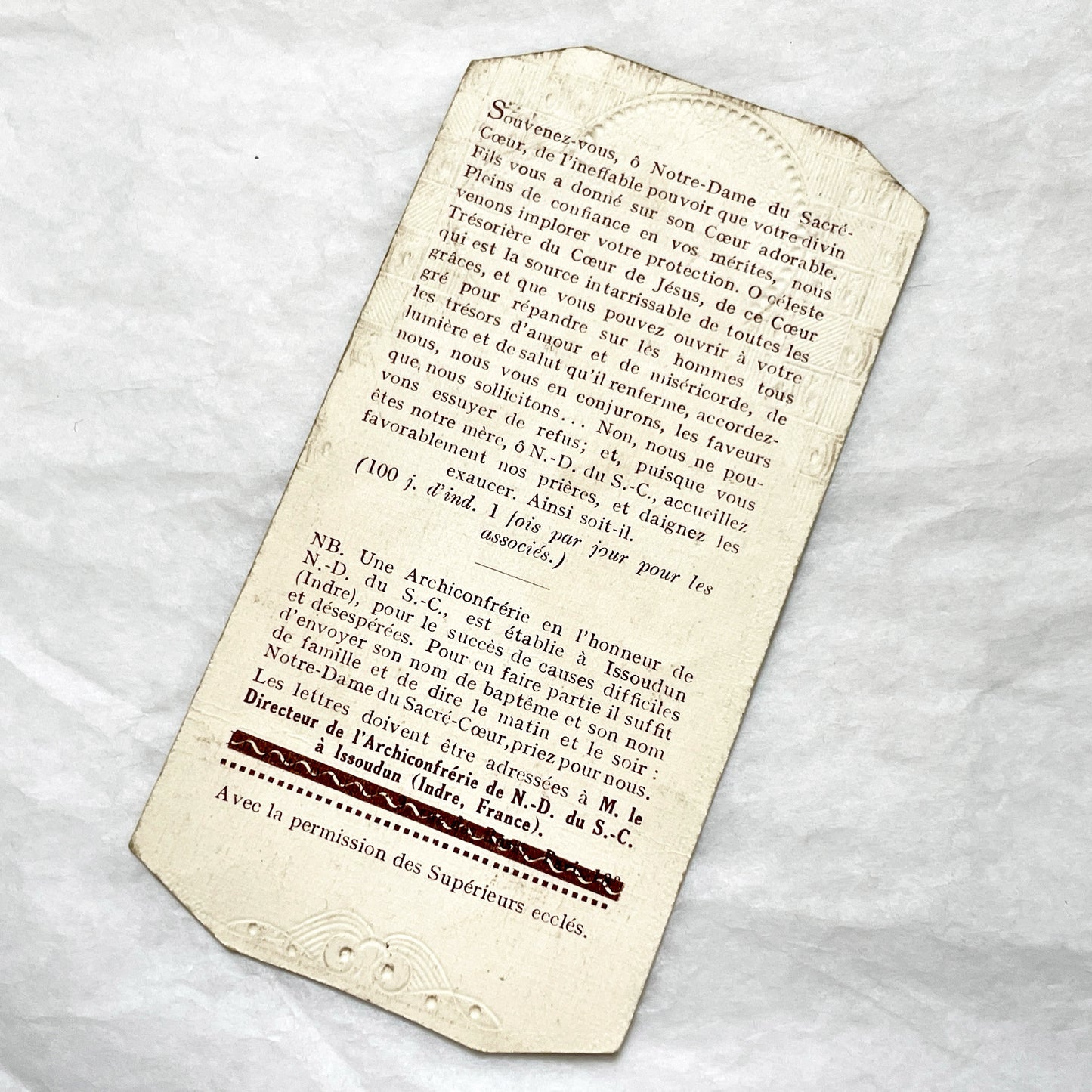 1900s - Antique Religious Card - Our Lady of the Sacred Heart - Madonna and Child - French Prayer Holy Indulgence Collectible