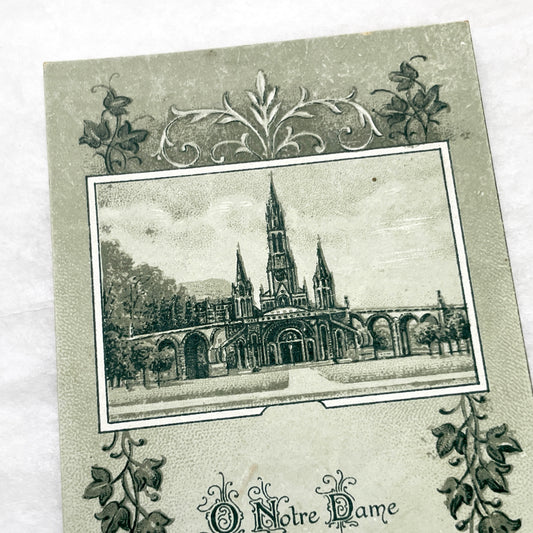 1900s - Vintage French Religious Card - Our Lady of Lourdes Shrine - Catholic Prayer Holy Image - Collectible Memento