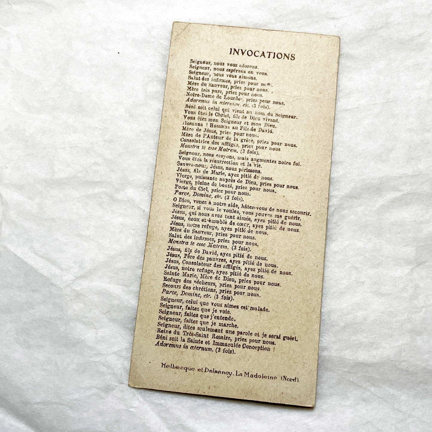 Late 19th - Religious Card with Apparition of Mary and a Kneeling Figure - Vintage French Devotional Art - Immaculate Conception Print