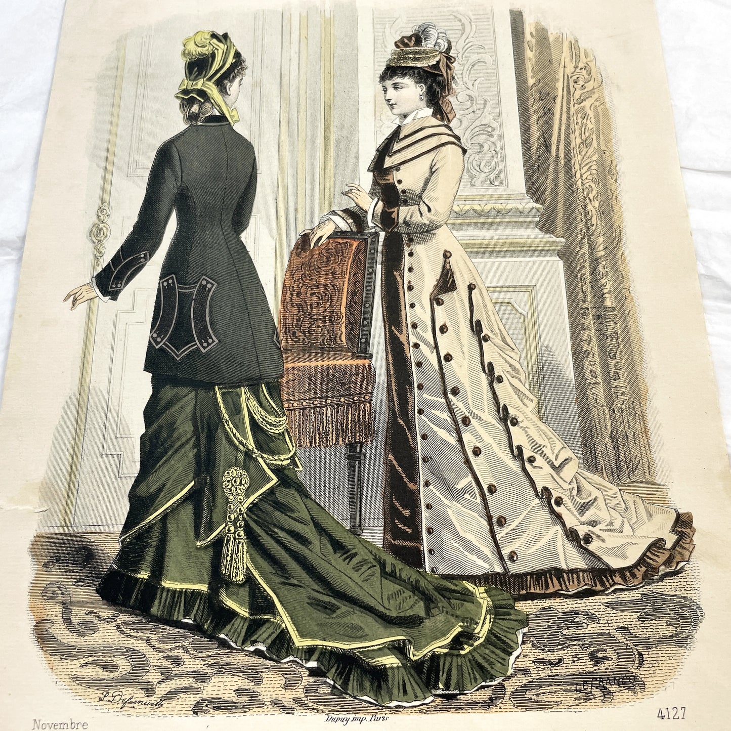 1880s - Elegant French Fashion Plate - Journal des Demoiselles - Modeles de Paris - Antique Women's Style - Vintage Costume Print