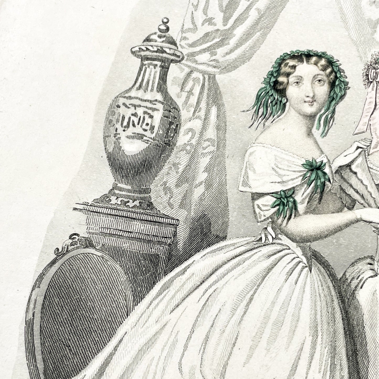 1850s - Journal des Demoiselles Fashion Plate - French Victorian Gown Engraving - Elegant Ladies - Parisian Boudoir Chic