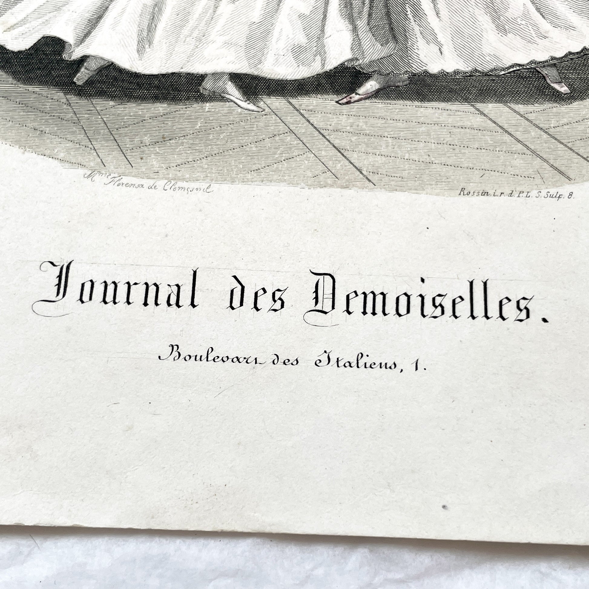 1850s - Journal des Demoiselles Fashion Plate - French Victorian Gown Engraving - Elegant Ladies - Parisian Boudoir Chic