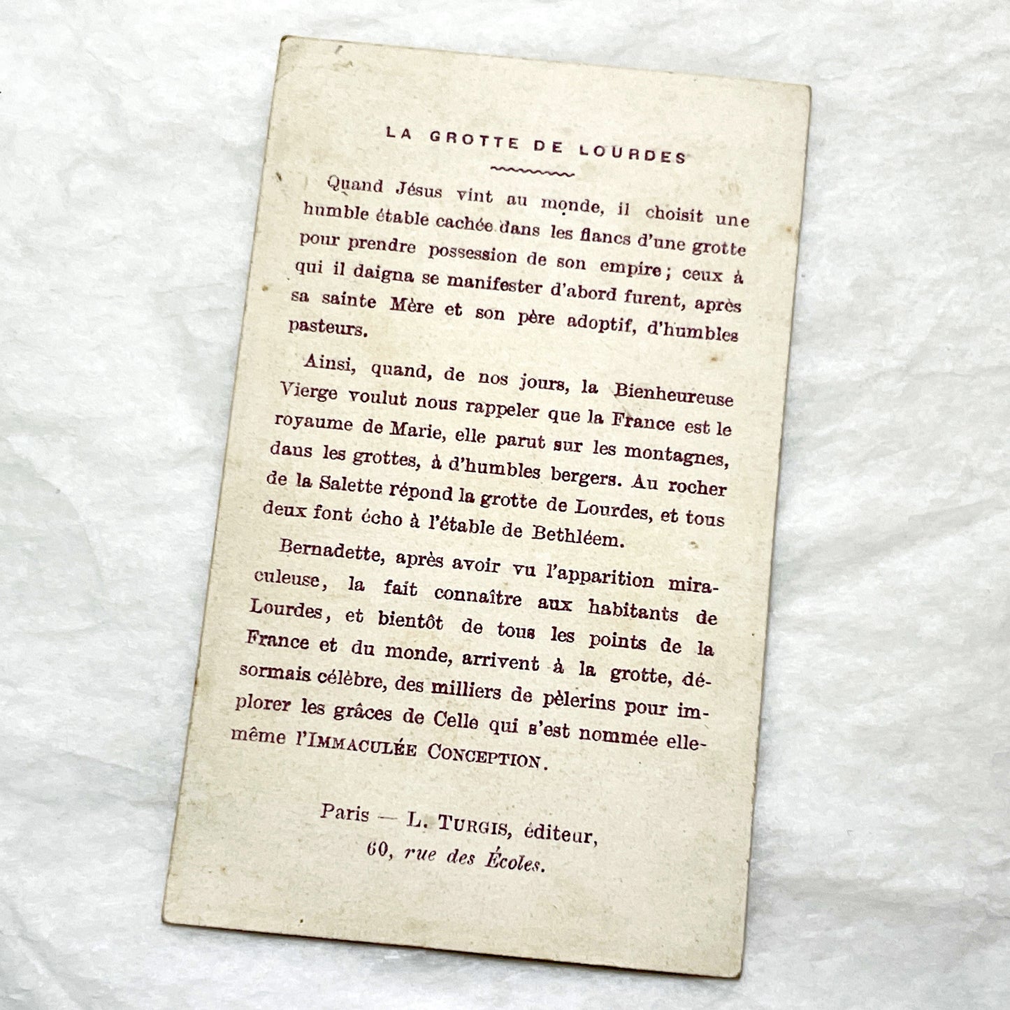 Late 19th - 4 Antique French Holy Cards - Devotional Imagery Collection - Sacred Heart - Lourdes Grotto - Marian Scenes