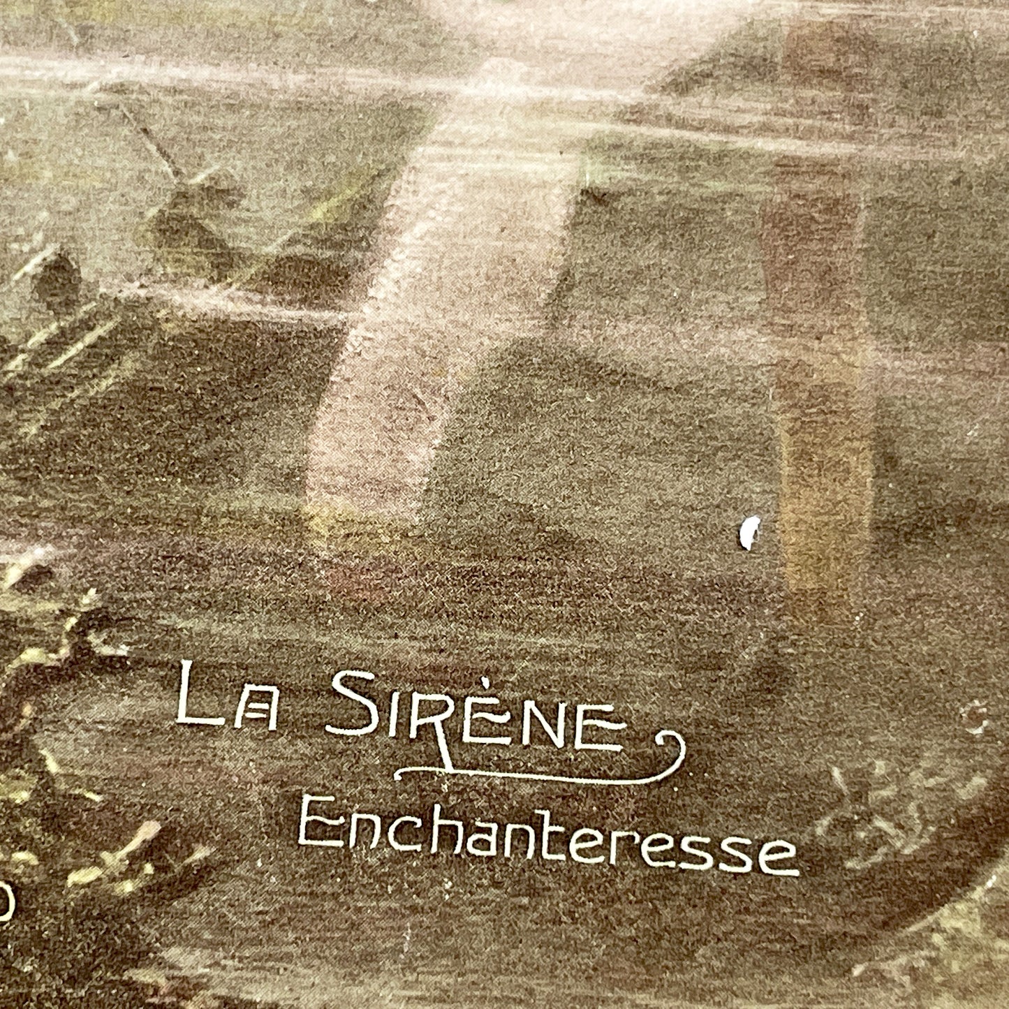1900s - Vintage French Postcard - Romantic Couple Pearl Heart Frame - Ethereal Siren Mythological Art Nouveau Chromo
