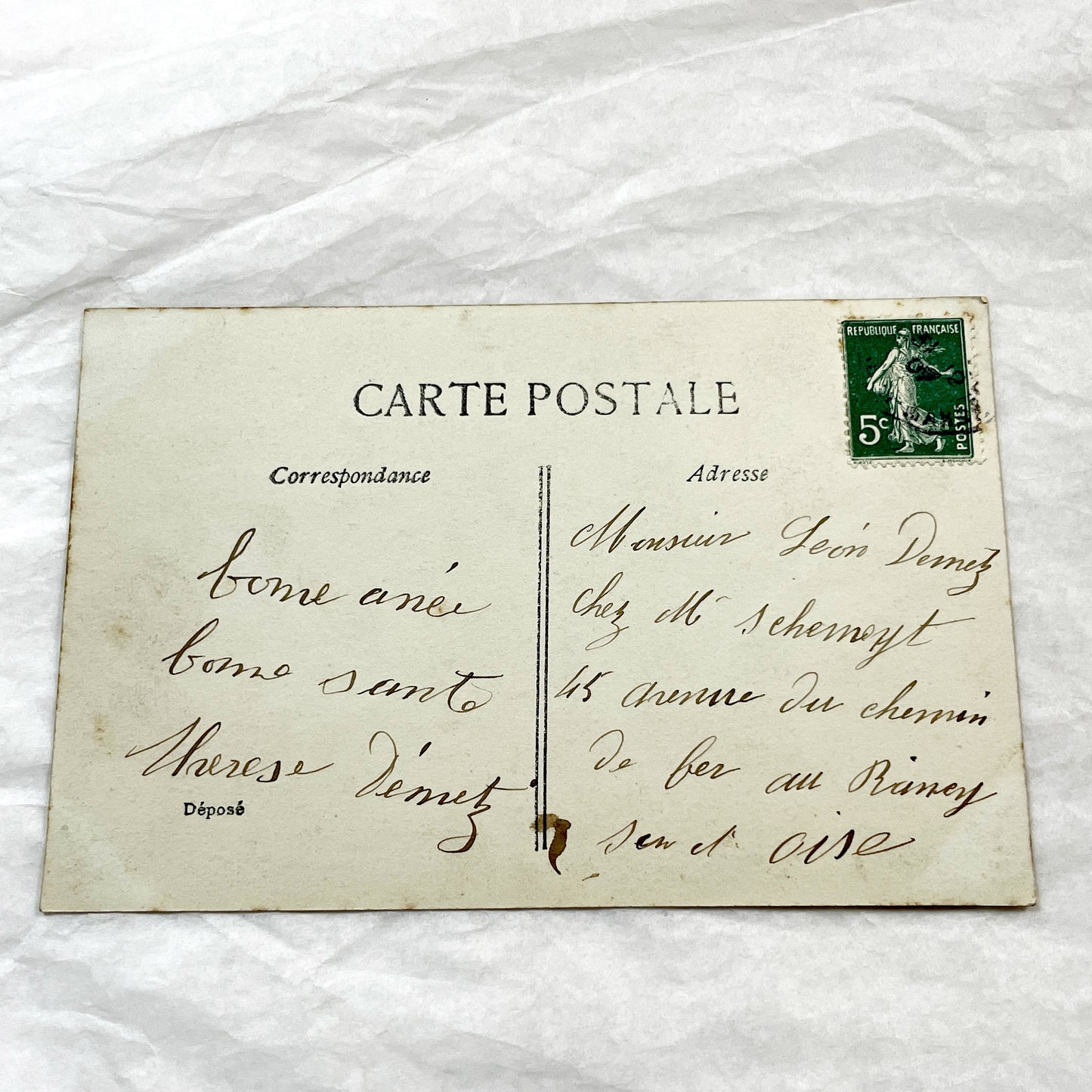 1900s - Vintage French New Year Postcard - Elegant Woman Floral Basket - Hand-Tinted Collectible Ephemera for Scrapbooking