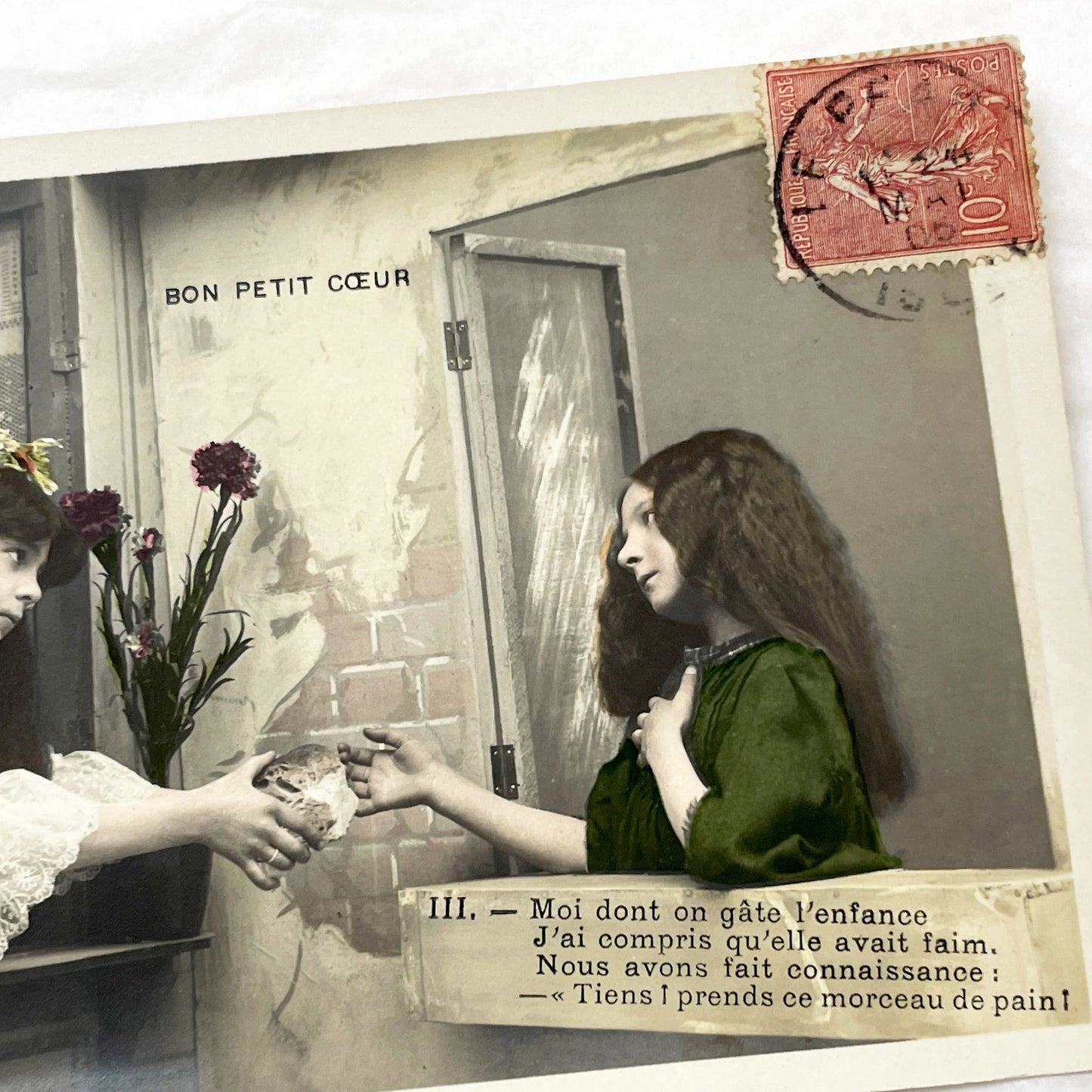 1900s - French Postcard - Child Charity Theme - Vintage Hand-Tinted Sepia Photo - Paris Collectible Paper