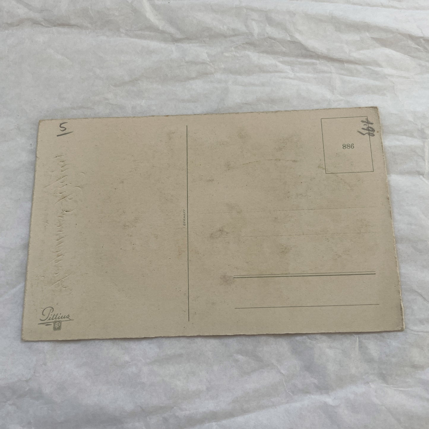 1950s - Vintage French Easter Postcard - Delicate Floral Wreath Design - Sparkling Glitter Embellishment - Joyeuses Paques Greeting