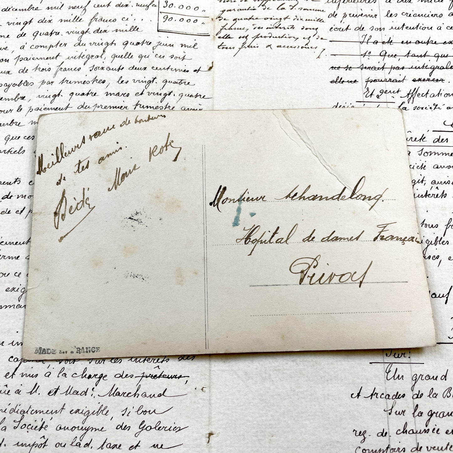 1900s - Vintage French Bonne Année Postcard - Hand Tinted Edwardian Couple - Romantic New Year Greeting Card - Antique Ephemera