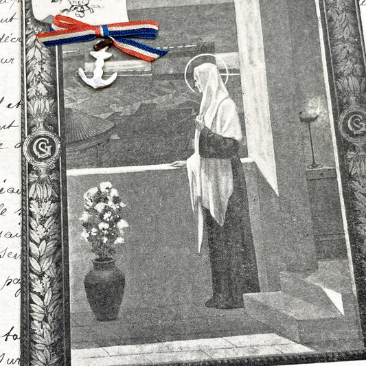 1900s - Vintage Paris Postcard - Sainte Genevieve Vigil - Style Art - Religious Ephemera - Historical Document With Anchor Charm