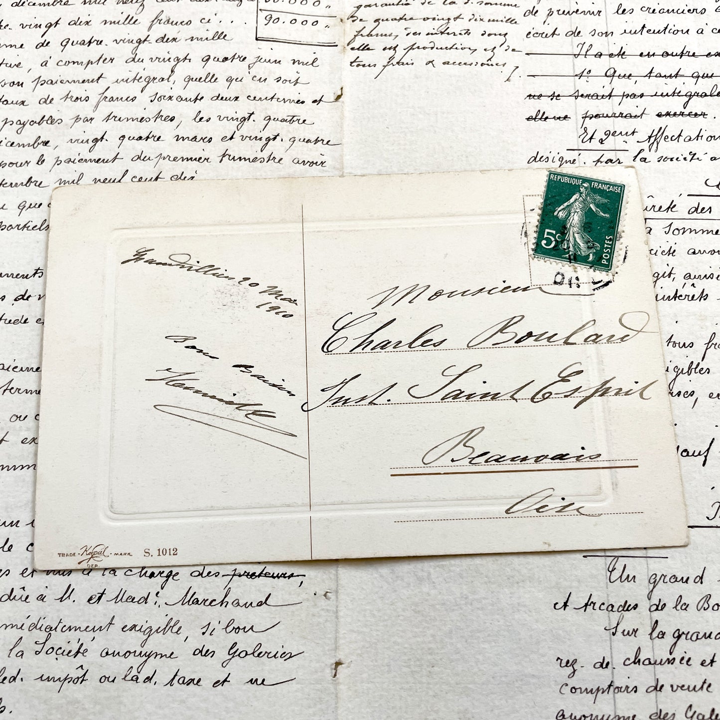 1910s - Vintage Sepia Forest Stream Postcard - European Landscape Nature Photography - Serene Woodland Creek - Old Travel Memorabilia