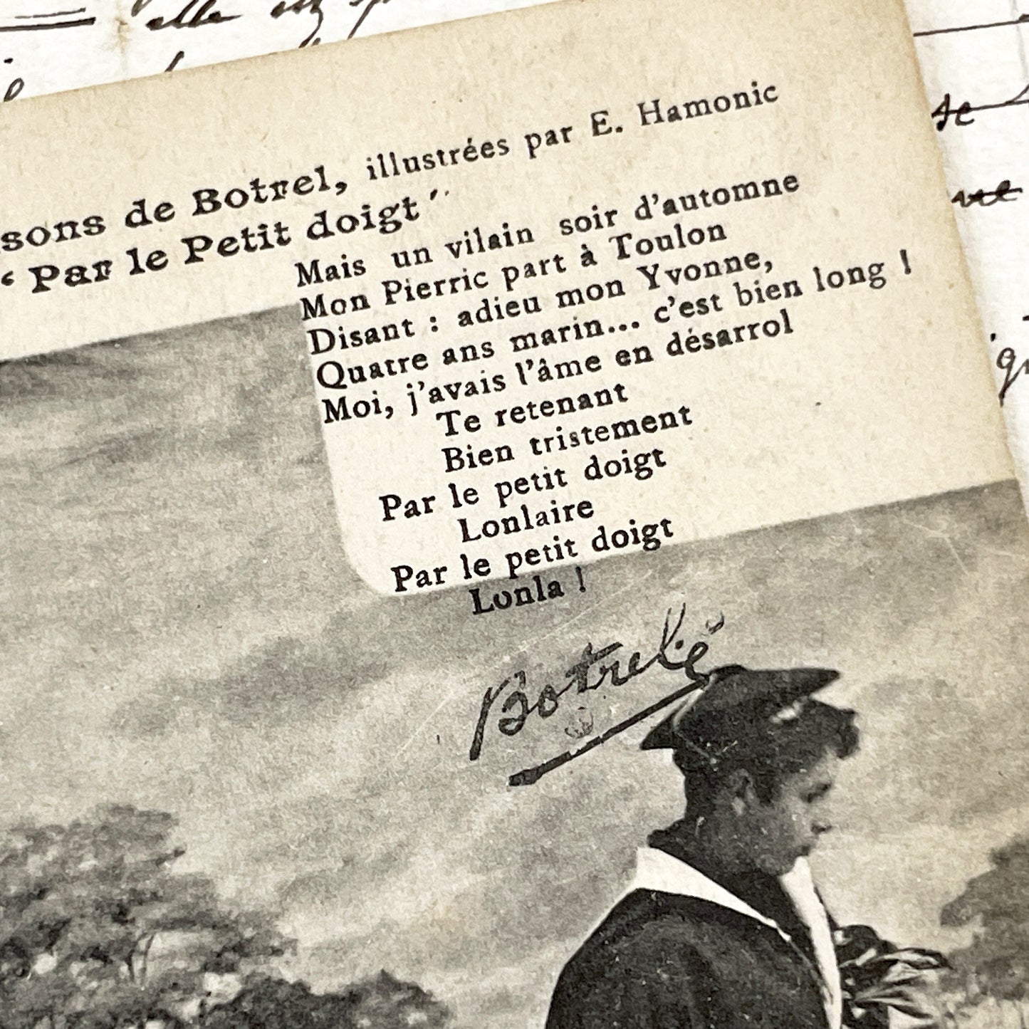 1910s - Vintage French Postcard - Theodore Botrel Breton Sailor Farewell - E. Harmonic Illustration - Collectible Paper Ephemera