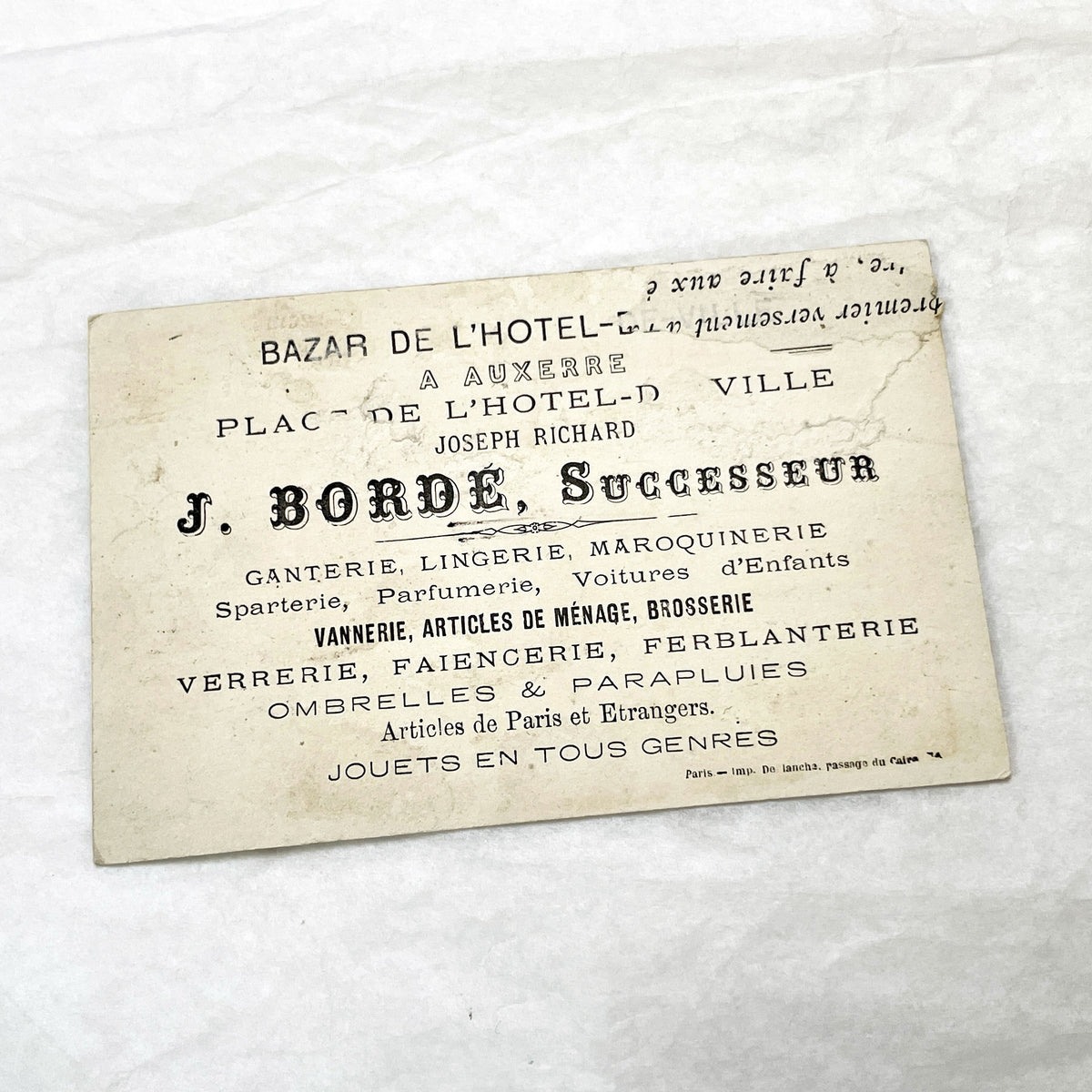Late 19th - Antique French Trade Card - Chromolithograph Cherubs and Sleeping Child - Auxerre Advertisement - Vintage Ephemera Collectible