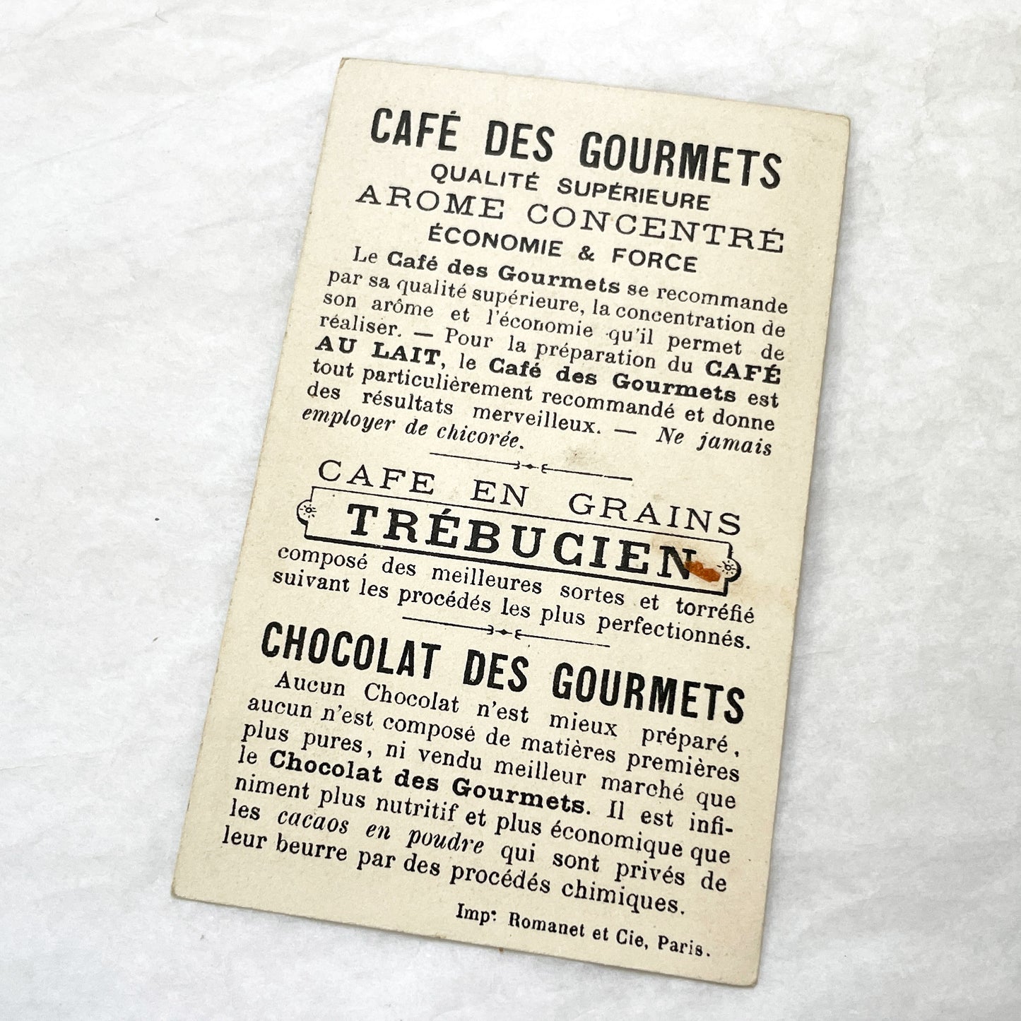 Late 19th - Vintage French Advertising Trade Card - Café Des Gourmets Product Promotion - Parrot - Parisian Street Scene - Chromolithography
