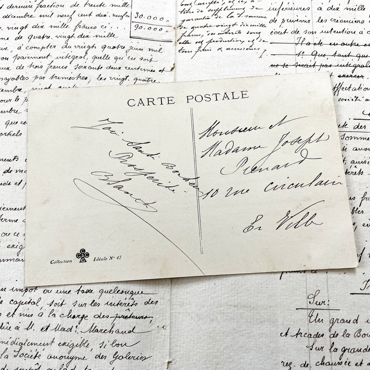 1910s - French Bonne Année Postcard - Antique Chromolithograph Children Illustration - Handwritten Postcard