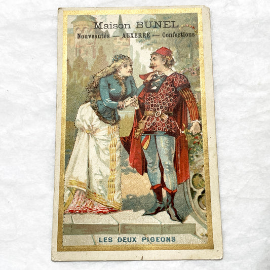 Late 19th - 2 French Advertising Chromo Cards - La Fontaine Fables - Vintage Collectible Trade Cards with Beautiful Illustrations