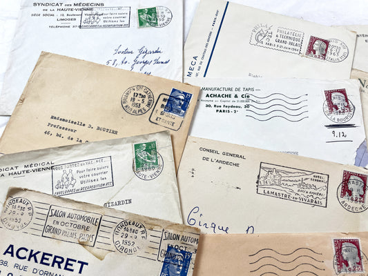 1950s - 20 French envelopes from 1950s and 1960s - Without letters inside - Ephemera for Junk Journals, Collage & Paper Crafts