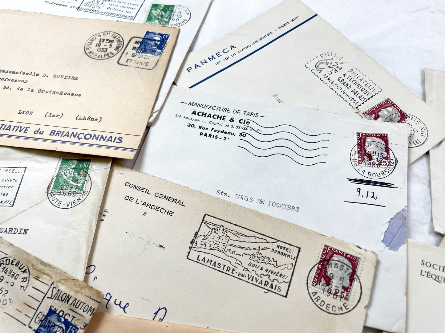 1950s - 20 French envelopes from 1950s and 1960s - Without letters inside - Ephemera for Junk Journals, Collage & Paper Crafts