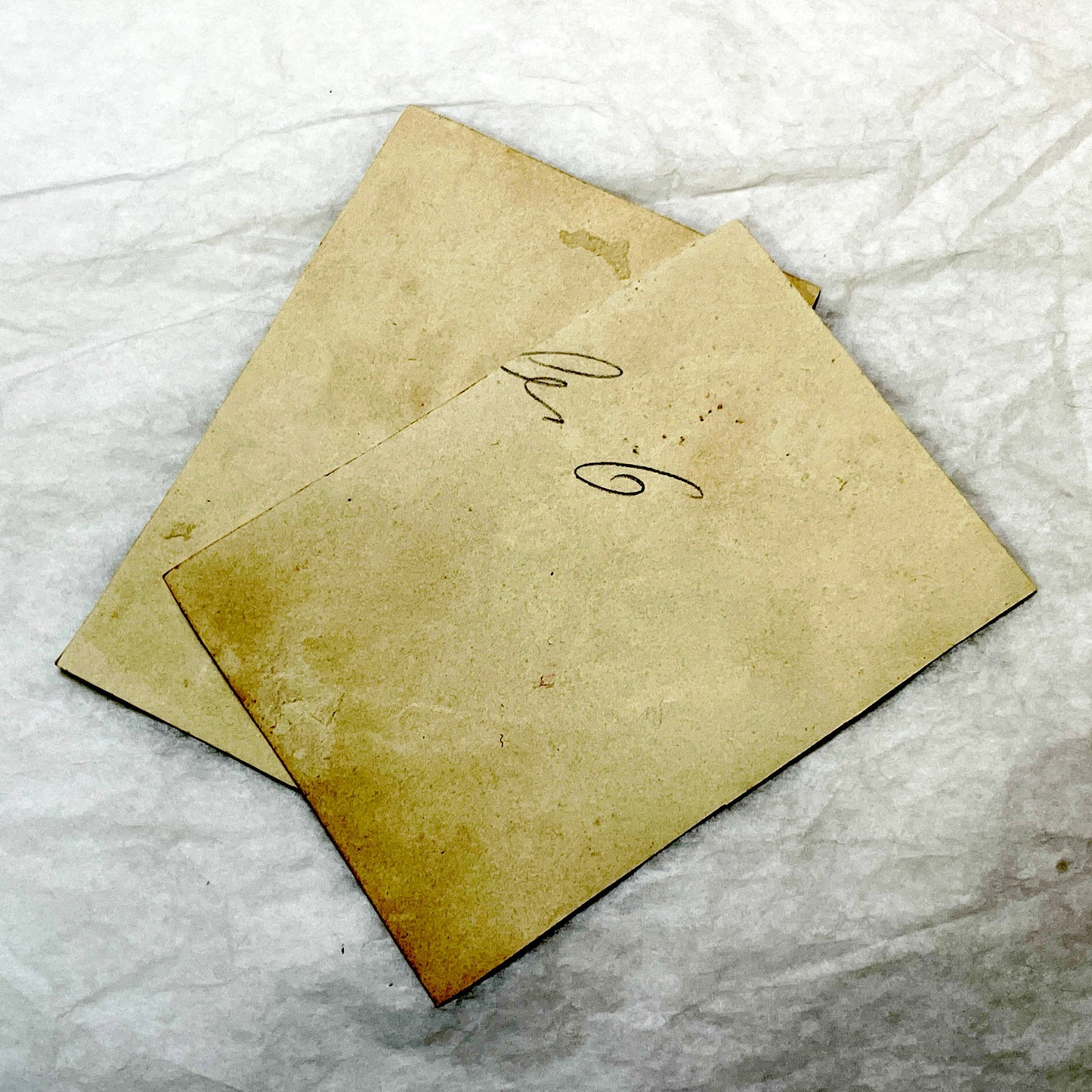 Mid 19th - 2 Large Vintage Chromolithograph Illustrated Cards - Weather Themed Victorian Artwork - Man Wiping Brow - Woman With Umbrella