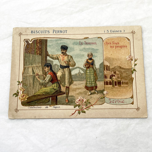 1900s - 3 Biscuits Pernot Trade Cards - World Industries - Canada - Serbia - China - Antique Advertising Ephemera - Collectible French