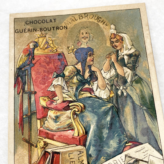 Late 19th - French Guérin-Boutron Chocolate Trade Card - Marlborough Song - Vintage Advertising Chromo - Paris Stores - Gold Medal 1889