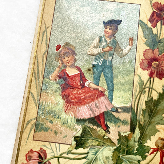 Late 19th - Chocolat Guérin-Boutron French Advertising Chromo Trade Card - Poppies - Antique Botanical Art - Collectible French Ephemera