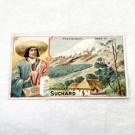 1900s - 2 Vintage Suchard Chocolate Advertising Trade Cards - World Mountains - Exotic Scenery - Collectible Ephemera - Food Brand History