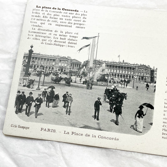 1900s - Vintage Paris Place de la Concorde Postcard - French Revolution History - Obelisk Fountains - Old Paris City View Document Print