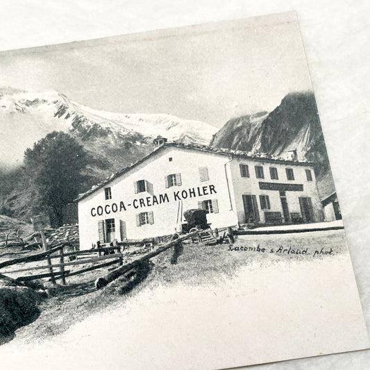 1900s - Vintage Postcard - Swiss Alps - Col de la Forclaz - Martigny - Kohler Cocoa Cream Building - Historic Travel Souvenir