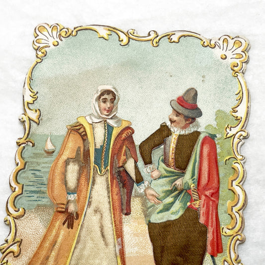 Late 19th - Portuguese 16th Century Costume Chromo Card No. 10 - Historical Fashion Illustration - Vintage Collectible Ephemera