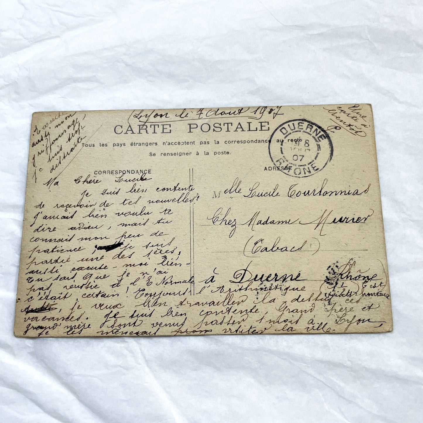 1900s - Vintage Paris Gare Saint-Lazare Postcard - Antique French Railway Station View - Historical Cityscape - Handwritten Letter