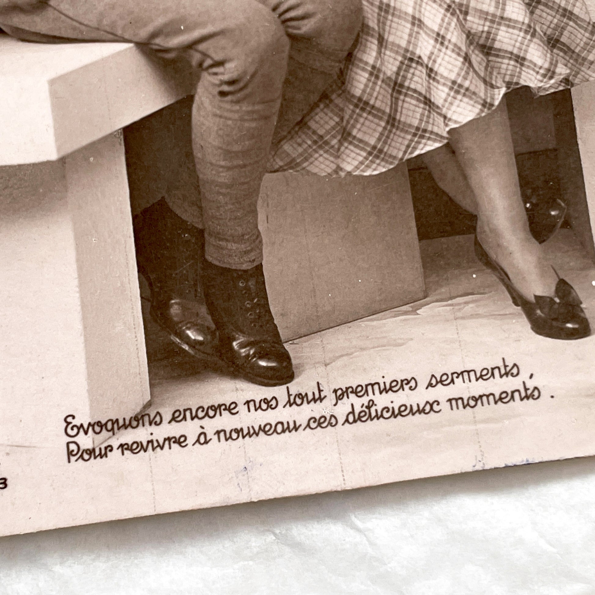 1940s - Vintage French Reverie Postcard - Romantic Couple Photo - Wisteria Flowers - Paris Carte Postale - Old Love Memento