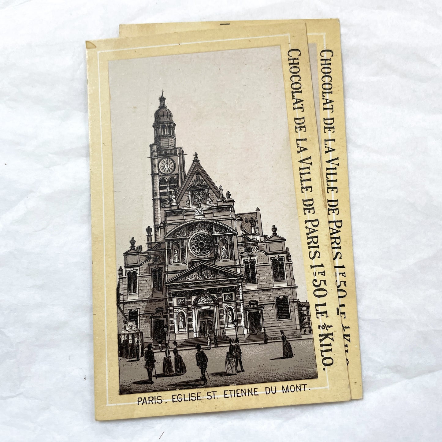 1900s - Set of 5 Vintage Advertising Trade Cards - "Chocolat De La Ville De Paris" - Paris Landmark Chromos - Historic Architectural