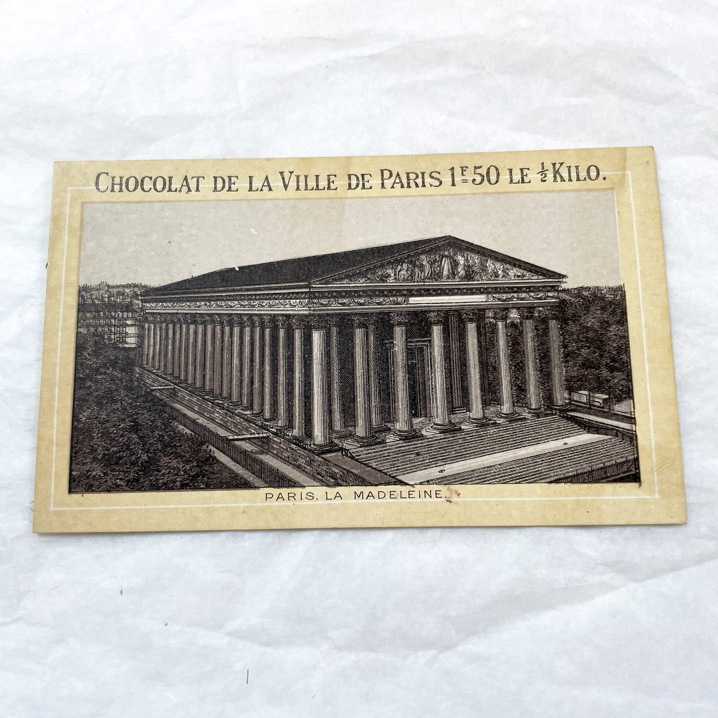 1900s - Set of 5 Vintage Advertising Trade Cards - "Chocolat De La Ville De Paris" - Paris Landmark Chromos - Historic Architectural