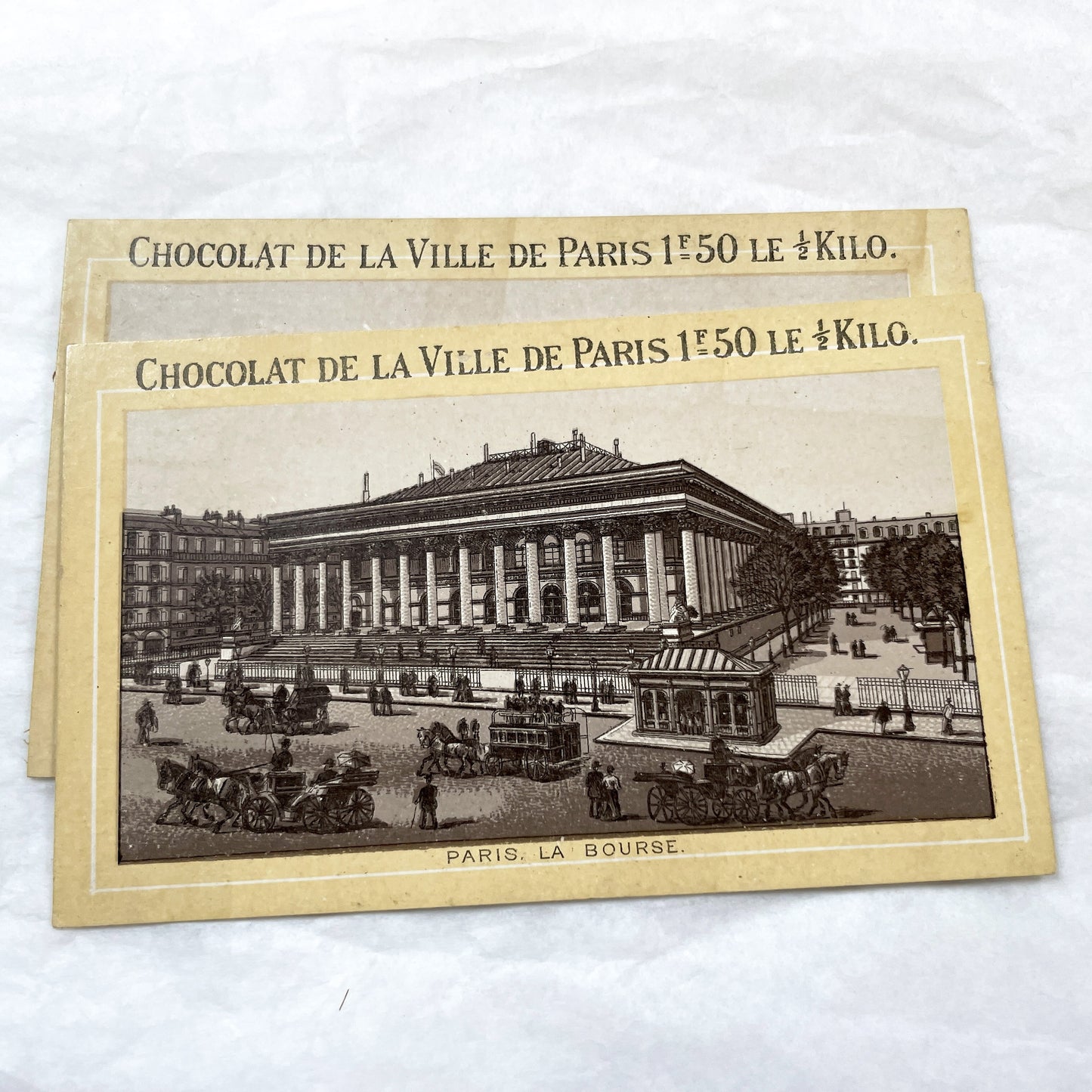 1900s - Set of 5 Vintage Advertising Trade Cards - "Chocolat De La Ville De Paris" - Paris Landmark Chromos - Historic Architectural