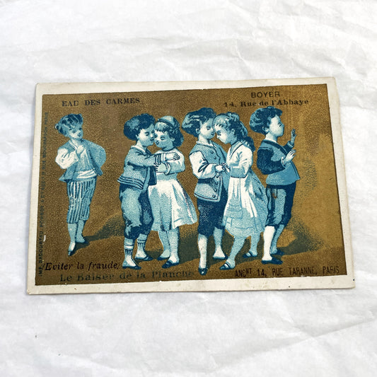 1900s - Children Playing Folk Games - Vintage French Chromo Cards - Antique Advertising Ephemera - Paris Collectible Artwork