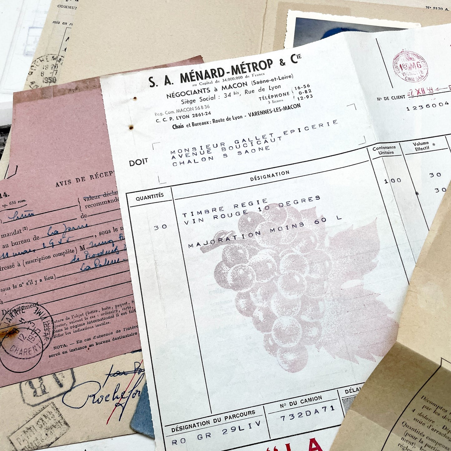 1950s - Vintage French Ephemera Lot - Historical Documents - Handwritten Letters - Invoices - Old Photos & Postcards - Journaling Supplies