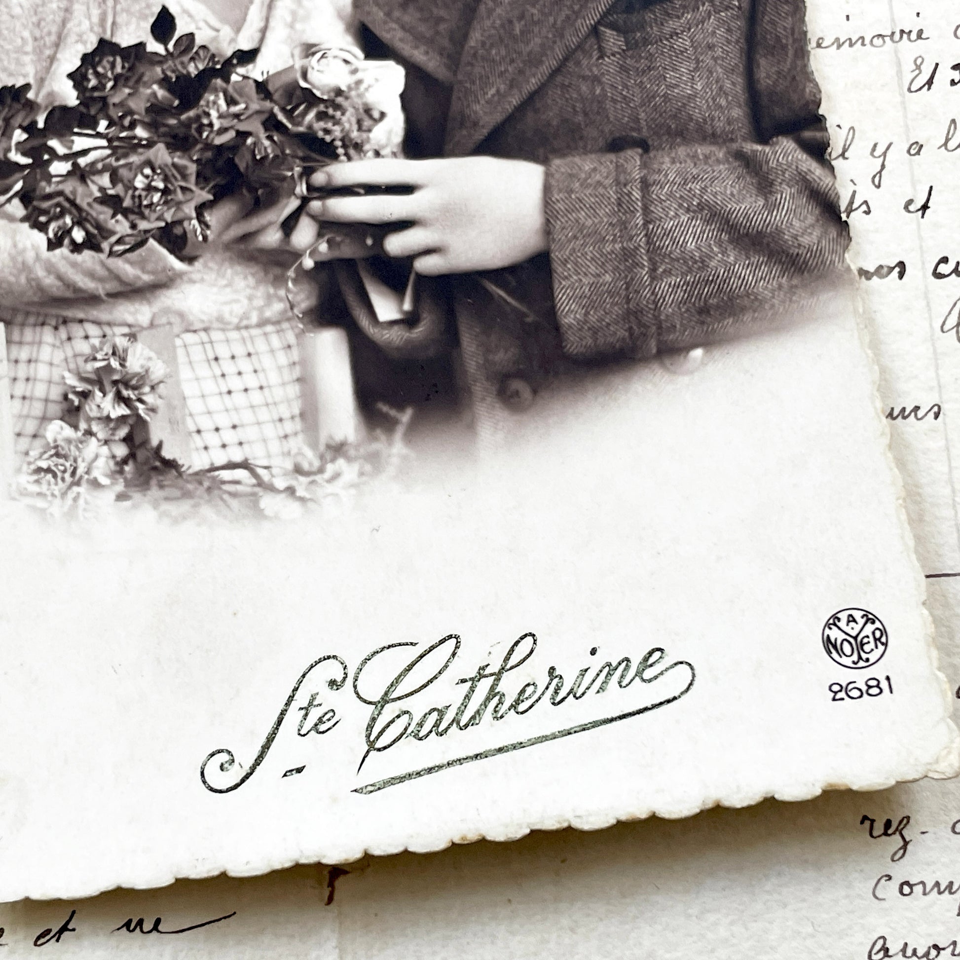 1930s - Vintage Romantic Couple Photo - Black & White Portrait - Flapper Era Lovers - Ste Catherine Studio - Affectionate Gaze