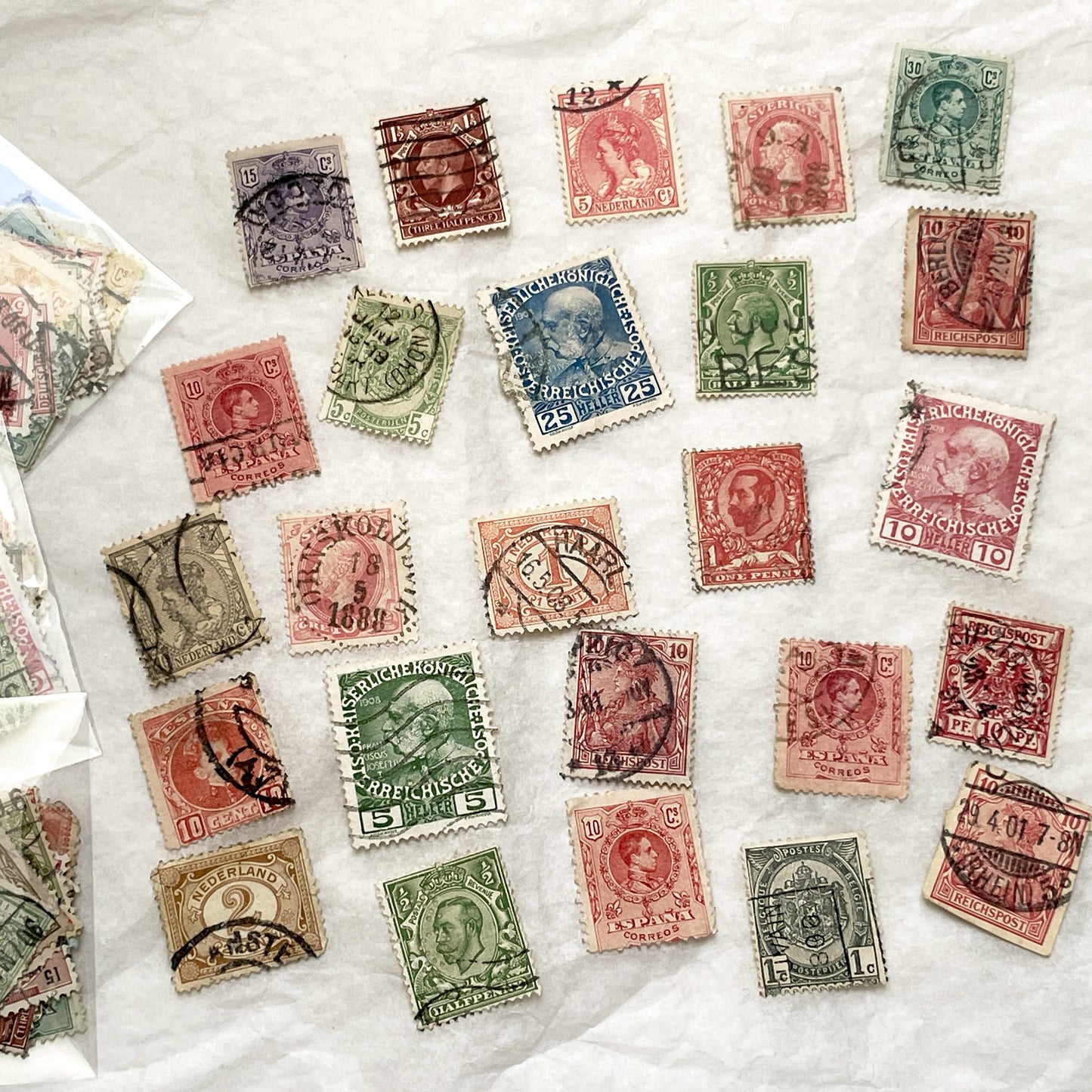 1900s - Vintage European Stamps - Collectible Postage Marks From Europe - Historical Philatelic Ephemera Lot (25)