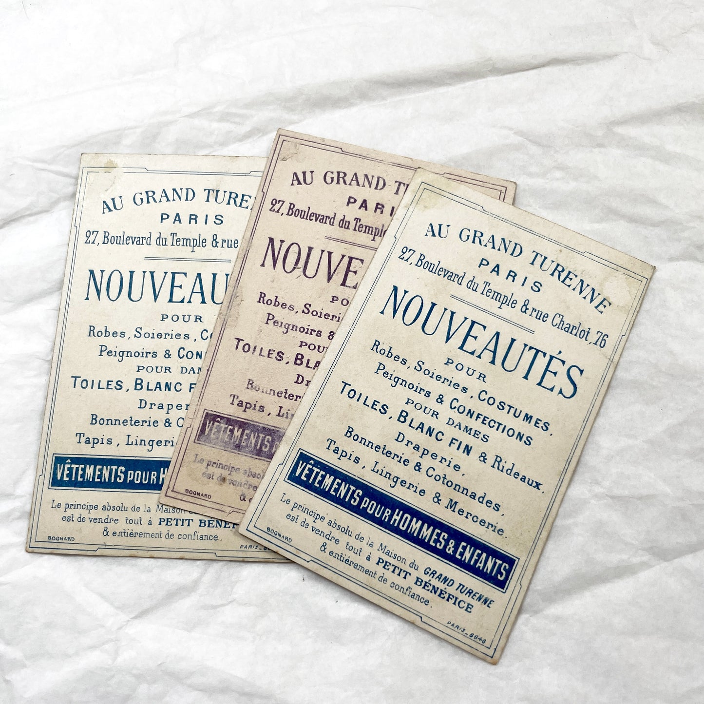 1900s - Antique French Advertising Trade Cards - Au Grand Turenne Paris Department Store - Vintage Chromolithograph Fashion Ephemera Illustr